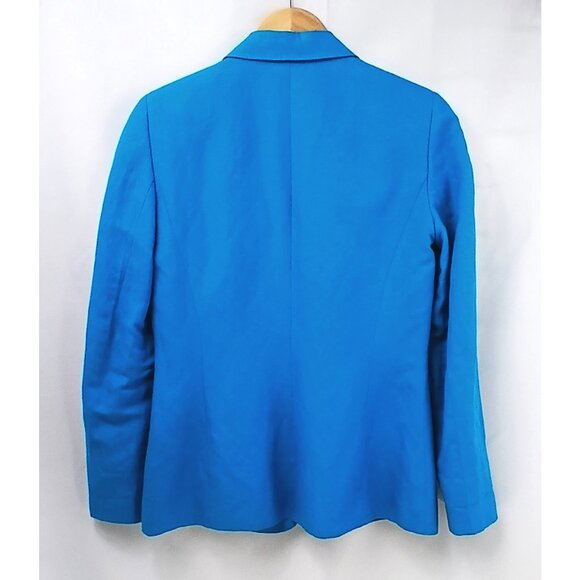 Tahari Arthur S. Levine Blue Bright One Button Closure Linen Blend Blazer EUC - Picture 3 of 8
